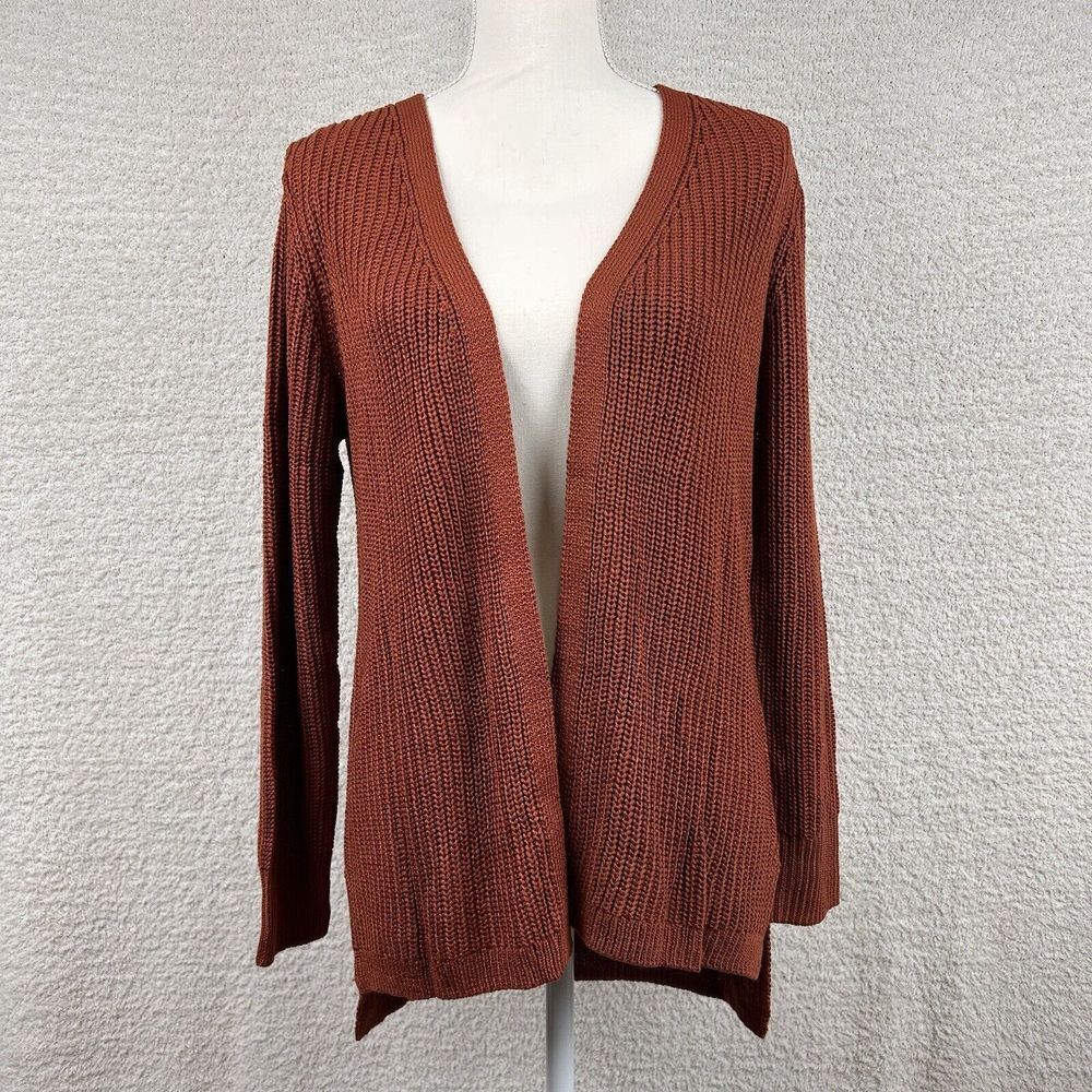 Pinque Jamelya Cardigan Womens S Artisan Rust Lattice Back Open‎ Front Knit